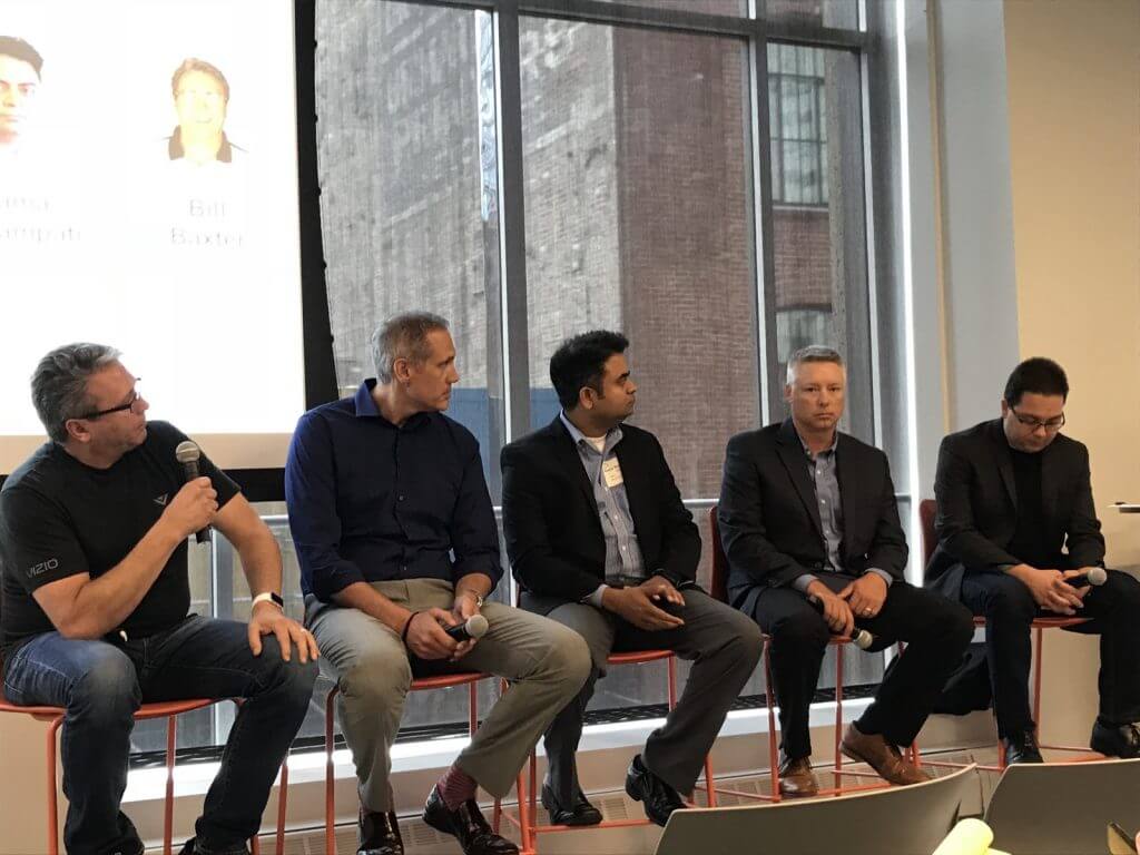 L-R: Vizio CTO Bill Baxter, ThingLogix CEO Carl Krupitzer, Pentair Sr. Director of IoT Rama Budampati, Open Systems Technologies Connected Products Lead Aaron Kamphuis, Onica CTO Tolga Tarhan