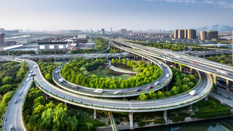 Infrastructure, elevated expressway, roadway, driving, Cellular IoT, Image from Adobe Stock